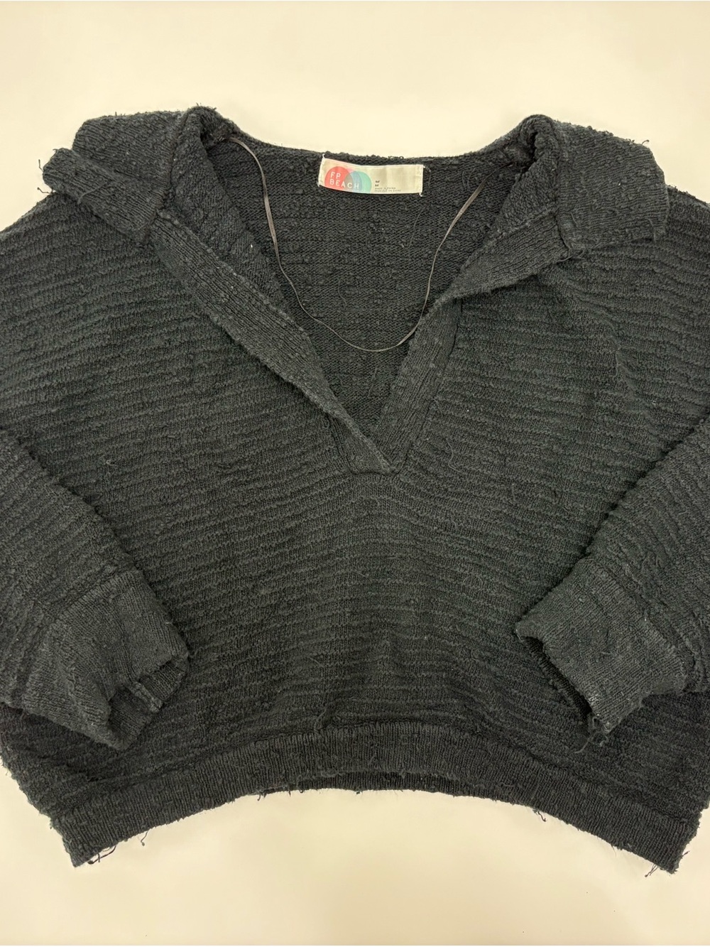 Women's Black Textured Pullover Sweater and sweater shorts - free people set